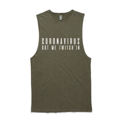 CORONAVIRUS GOT ME TWITCH'IN men's stonewash singlet Thumbnail